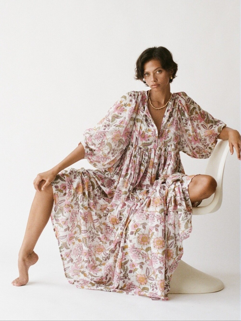 NWT Daughters Of India Kyra Maxi Dress in Fuchsia Bloom size S - Picture 3 of 12